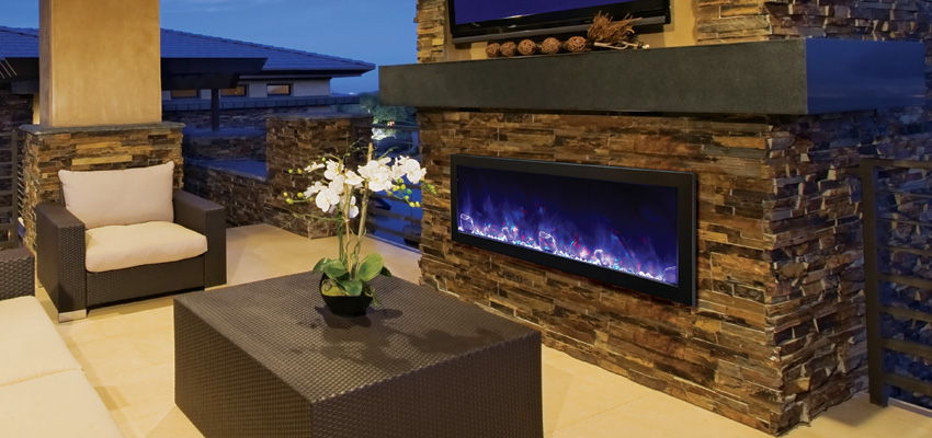 AMANTII Bi 50 Slim Electric Indoor/Outdoor Fireplace